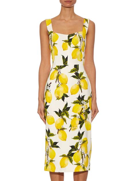 dolce gabbana lemon dress|dolce and gabbana midi dress.